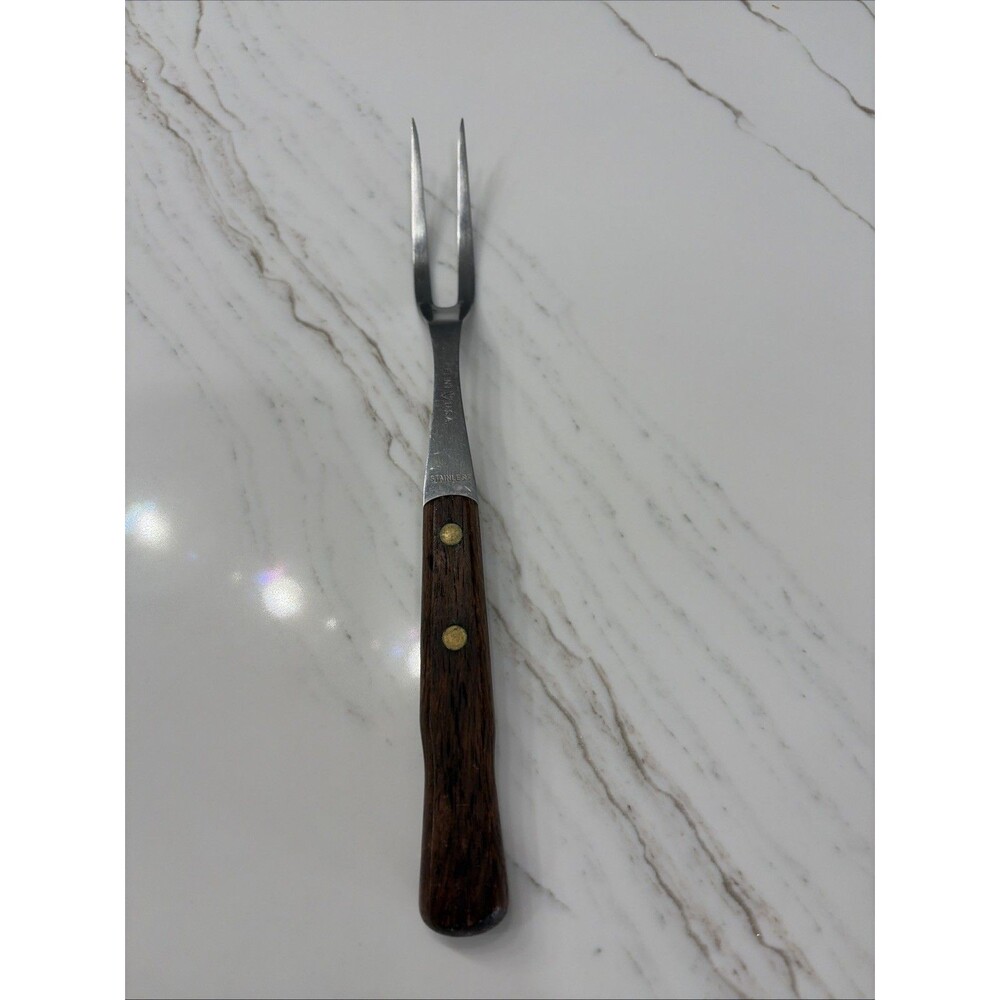 VTG EKCO Flint Arrowhead Stainless  11 3/4" Meat Fork Made Chicago USA